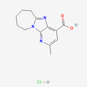 molecular formula C13H16ClN3O2 B13514372 4-Methyl-1,3,8-triazatricyclo[7.5.0.0,2,7]tetradeca-2,4,6,8-tetraene-6-carboxylic acid hydrochloride 