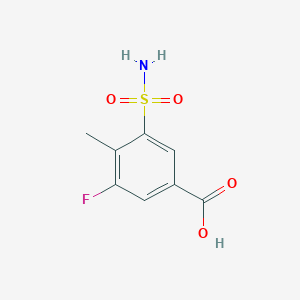 molecular formula C8H8FNO4S B13514412 3-Fluoro-4-methyl-5-sulfamoylbenzoic acid 