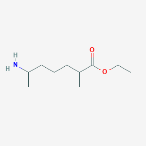 molecular formula C10H21NO2 B13514465 Ethyl 6-amino-2-methylheptanoate 