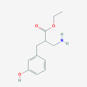 molecular formula C12H17NO3 B13514515 Ethyl 3-amino-2-(3-hydroxybenzyl)propanoate 