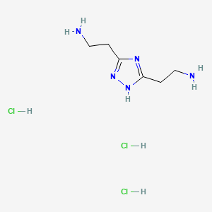 molecular formula C6H16Cl3N5 B13514615 2-[3-(2-aminoethyl)-1H-1,2,4-triazol-5-yl]ethan-1-aminetrihydrochloride 