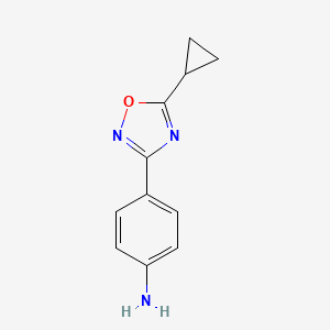 molecular formula C11H11N3O B13514682 4-(5-Cyclopropyl-1,2,4-oxadiazol-3-YL)aniline 