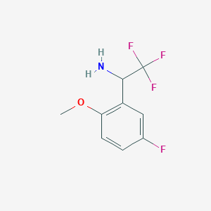 molecular formula C9H9F4NO B13514715 2,2,2-Trifluoro-1-(5-fluoro-2-methoxyphenyl)ethan-1-amine 