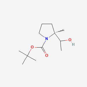 molecular formula C12H23NO3 B13514737 tert-butyl (2S)-2-(1-hydroxyethyl)-2-methylpyrrolidine-1-carboxylate 