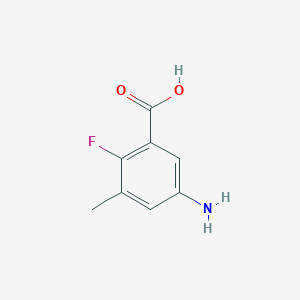 molecular formula C8H8FNO2 B13514868 5-Amino-2-fluoro-3-methylbenzoicacid 