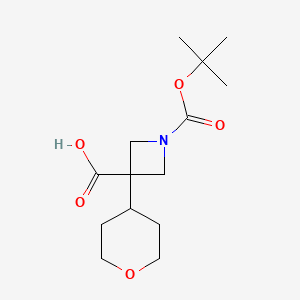 molecular formula C14H23NO5 B13515013 1-[(Tert-butoxy)carbonyl]-3-(oxan-4-yl)azetidine-3-carboxylicacid 