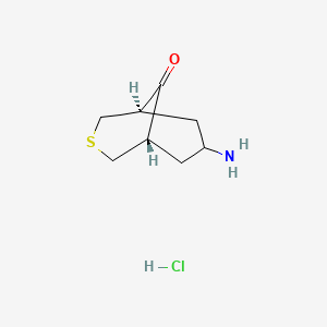 molecular formula C8H14ClNOS B13515033 (1R,5S,7r)-7-amino-3-thiabicyclo[3.3.1]nonan-9-one hydrochloride 