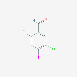 molecular formula C7H3ClFIO B13515098 5-Chloro-2-fluoro-4-iodobenzaldehyde 