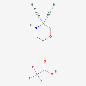 molecular formula C10H10F3NO3 B13515227 3,3-Diethynylmorpholine; trifluoroacetic acid 