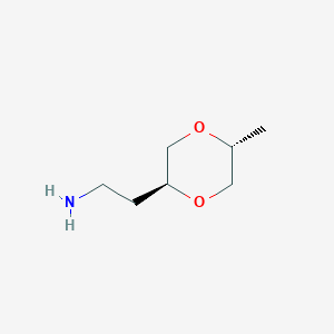 molecular formula C7H15NO2 B13515259 rac-2-[(2R,5S)-5-methyl-1,4-dioxan-2-yl]ethan-1-amine 