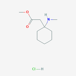 molecular formula C10H20ClNO2 B13515277 Methyl 2-[1-(methylamino)cyclohexyl]acetate hydrochloride 