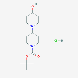 molecular formula C15H29ClN2O3 B13515312 Tert-butyl4-hydroxy-[1,4'-bipiperidine]-1'-carboxylatehydrochloride 