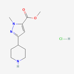 molecular formula C11H18ClN3O2 B13515415 methyl 1-methyl-3-(piperidin-4-yl)-1H-pyrazole-5-carboxylate hydrochloride 