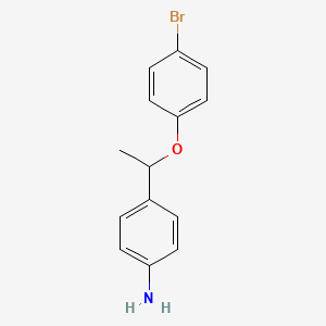 molecular formula C14H14BrNO B13515583 4-(1-(4-Bromophenoxy)ethyl)aniline 