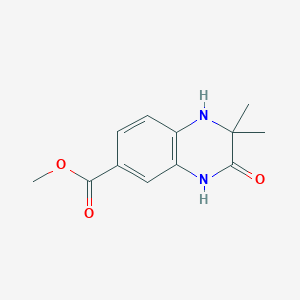 molecular formula C12H14N2O3 B13515607 Methyl2,2-dimethyl-3-oxo-1,2,3,4-tetrahydroquinoxaline-6-carboxylate 