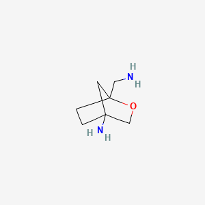 molecular formula C7H14N2O B13515636 1-(Aminomethyl)-2-oxabicyclo[2.2.1]heptan-4-amine 