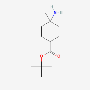 molecular formula C12H23NO2 B13515672 Tert-butyl 4-amino-4-methylcyclohexane-1-carboxylate 