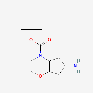 molecular formula C12H22N2O3 B13515747 Tert-butyl 6-amino-octahydrocyclopenta[b][1,4]oxazine-4-carboxylate 