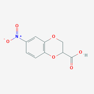 molecular formula C9H7NO6 B1351580 6-硝基-2,3-二氢-苯并[1,4]二氧杂环-2-羧酸 CAS No. 797030-53-6