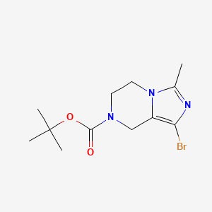 molecular formula C12H18BrN3O2 B13515919 tert-butyl 1-bromo-3-methyl-5H,6H,7H,8H-imidazo[1,5-a]pyrazine-7-carboxylate 