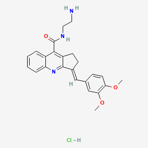 (3E)-N-(2-aminoethyl)-3-[(3,4-dimethoxyphenyl)methylidene]-1H,2H,3H-cyclopenta[b]quinoline-9-carboxamide hydrochloride