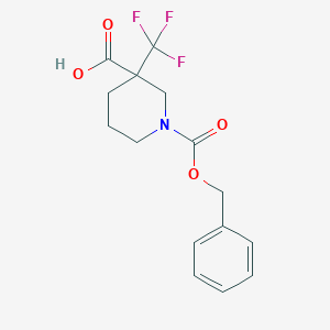 molecular formula C15H16F3NO4 B13515983 1-Phenylmethoxycarbonyl-3-(trifluoromethyl)piperidine-3-carboxylic acid 