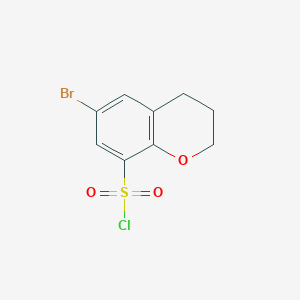 molecular formula C9H8BrClO3S B13516074 6-bromo-3,4-dihydro-2H-1-benzopyran-8-sulfonylchloride 