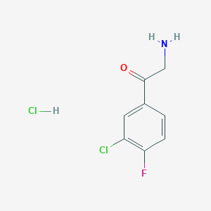 molecular formula C8H8Cl2FNO B13516153 2-Amino-1-(3-chloro-4-fluorophenyl)ethanone Hydrochloride 