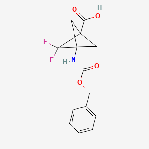 molecular formula C14H13F2NO4 B13516181 3-(((Benzyloxy)carbonyl)amino)-2,2-difluorobicyclo[1.1.1]pentane-1-carboxylic acid 