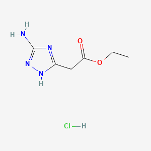 molecular formula C6H11ClN4O2 B13516249 ethyl2-(5-amino-1H-1,2,4-triazol-3-yl)acetatehydrochloride 