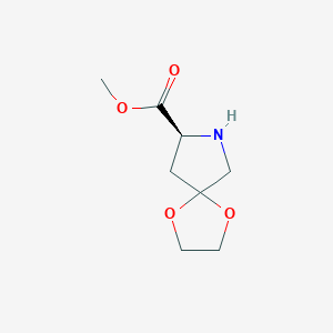 molecular formula C8H13NO4 B13516267 Methyl (S)-1,4-dioxa-7-azaspiro[4.4]nonane-8-carboxylate 