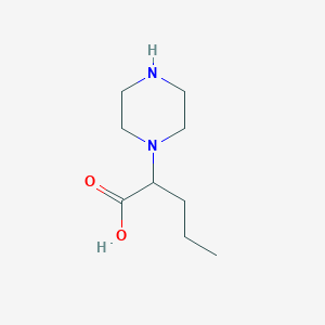 molecular formula C9H18N2O2 B13516566 2-(Piperazin-1-yl)pentanoic acid 