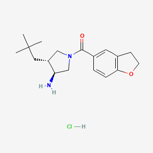 molecular formula C18H27ClN2O2 B13516632 [(3S,4R)-3-amino-4-(2,2-dimethylpropyl)pyrrolidin-1-yl]-(2,3-dihydro-1-benzofuran-5-yl)methanone;hydrochloride 