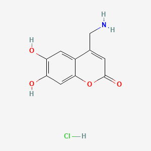 molecular formula C10H10ClNO4 B13516637 4-(aminomethyl)-6,7-dihydroxy-2H-chromen-2-onehydrochloride 