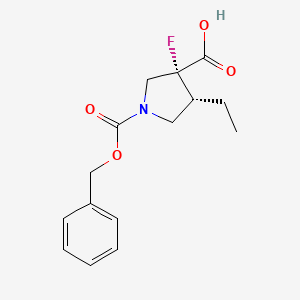 molecular formula C15H18FNO4 B13516707 (3R,4R)-4-ethyl-3-fluoro-1-phenylmethoxycarbonylpyrrolidine-3-carboxylic acid 