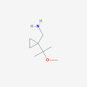 molecular formula C8H17NO B13516721 1-[1-(2-Methoxypropan-2-yl)cyclopropyl]methanamine 