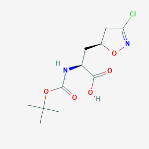 molecular formula C11H17ClN2O5 B13516795 (2S)-2-{[(tert-butoxy)carbonyl]amino}-3-[(5S)-3-chloro-4,5-dihydro-1,2-oxazol-5-yl]propanoic acid 