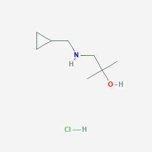 molecular formula C8H18ClNO B13516796 1-[(Cyclopropylmethyl)amino]-2-methylpropan-2-ol hydrochloride 