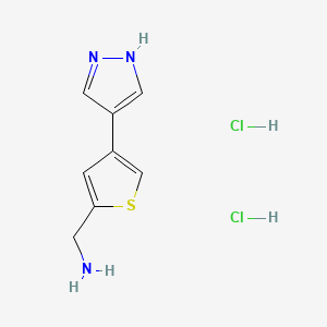 molecular formula C8H11Cl2N3S B13516820 1-[4-(1H-pyrazol-4-yl)thiophen-2-yl]methanaminedihydrochloride 