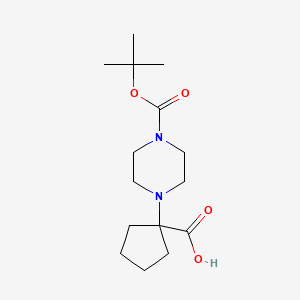 molecular formula C15H26N2O4 B13516935 1-{4-[(Tert-butoxy)carbonyl]piperazin-1-yl}cyclopentane-1-carboxylic acid 