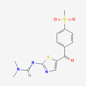 molecular formula C14H15N3O3S2 B1351701 N,N-dimethyl-N'-{5-[4-(methylsulfonyl)benzoyl]-1,3-thiazol-2-yl}iminoformamide 