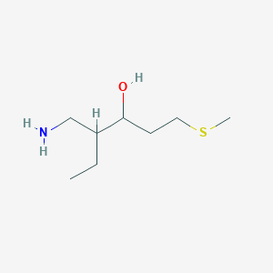 molecular formula C8H19NOS B13517043 4-(Aminomethyl)-1-(methylthio)hexan-3-ol 