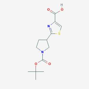 molecular formula C13H18N2O4S B13517061 2-{1-[(Tert-butoxy)carbonyl]pyrrolidin-3-yl}-1,3-thiazole-4-carboxylic acid 