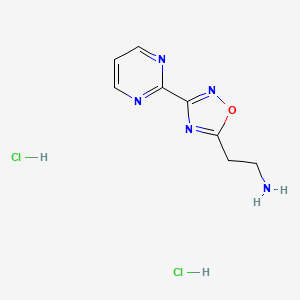 molecular formula C8H11Cl2N5O B13517292 2-[3-(Pyrimidin-2-yl)-1,2,4-oxadiazol-5-yl]ethan-1-aminedihydrochloride 