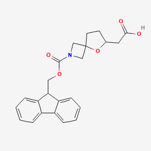 molecular formula C23H23NO5 B13517332 2-(2-{[(9H-fluoren-9-yl)methoxy]carbonyl}-5-oxa-2-azaspiro[3.4]octan-6-yl)acetic acid 