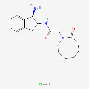 molecular formula C18H26ClN3O2 B13517370 N-[(1R,2R)-1-amino-2,3-dihydro-1H-inden-2-yl]-2-(2-oxoazocan-1-yl)acetamidehydrochloride 