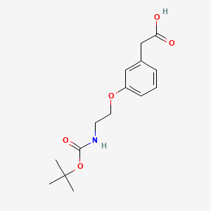 molecular formula C15H21NO5 B13517572 2-(3-(2-((tert-Butoxycarbonyl)amino)ethoxy)phenyl)acetic acid 