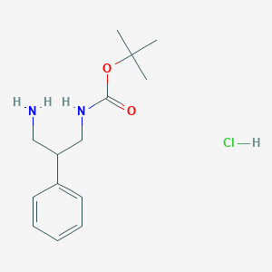 molecular formula C14H23ClN2O2 B13517662 tert-butyl N-(3-amino-2-phenylpropyl)carbamate hydrochloride 