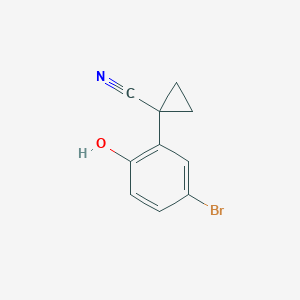 molecular formula C10H8BrNO B13517717 1-(5-Bromo-2-hydroxyphenyl)cyclopropane-1-carbonitrile 