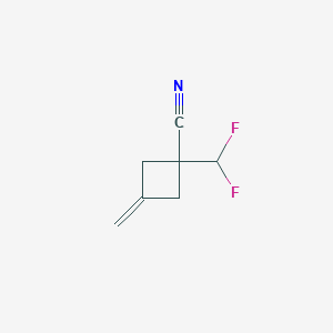 molecular formula C7H7F2N B13517731 1-(Difluoromethyl)-3-methylidenecyclobutane-1-carbonitrile 